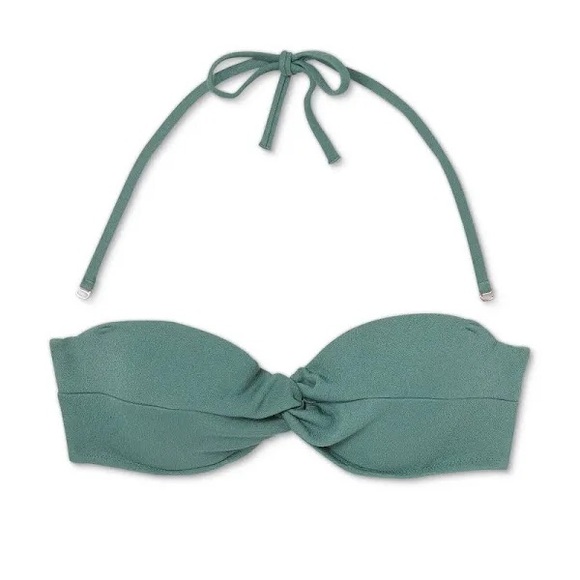Shade & Shore Twist Front Bandeau Bikini Top in Cactus Green - 36D - Picture 1 of 9
